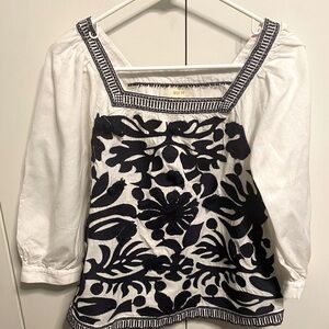 Maeve Anthropologie Square Neck Embroidered Top